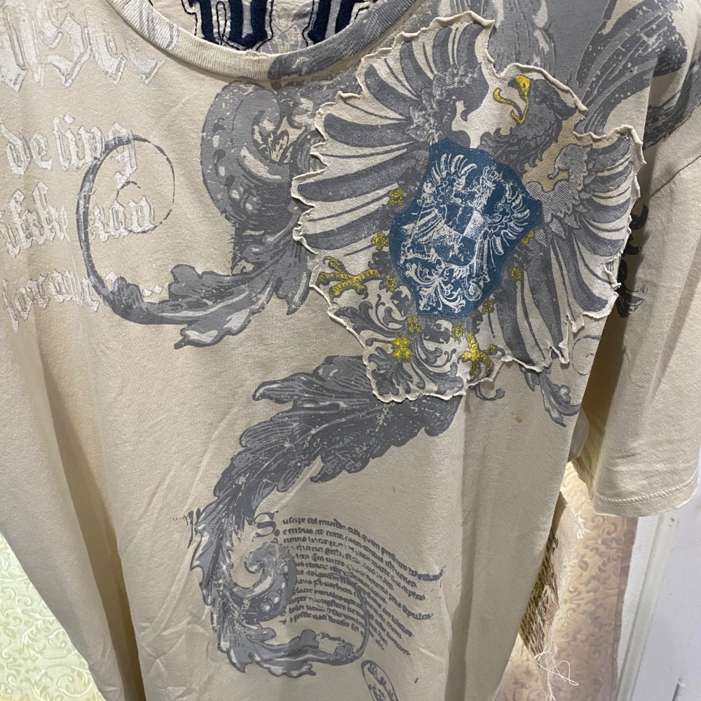 Monarchy Raw Edged Overstitched & Patches T-Shirts Sz XL - Picture 3 of 8